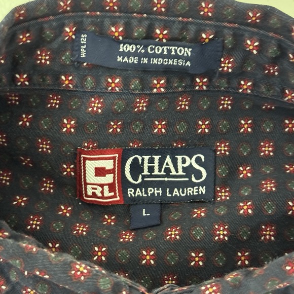 Chaps Other - Chaps‎ Ralph Lauren Short Sleeve Cotton Shirt Mens Size L Geometric Print